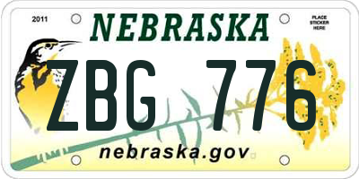 NE license plate ZBG776