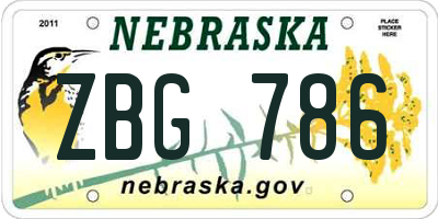 NE license plate ZBG786