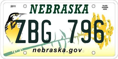 NE license plate ZBG796