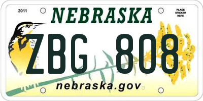NE license plate ZBG808