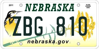 NE license plate ZBG810