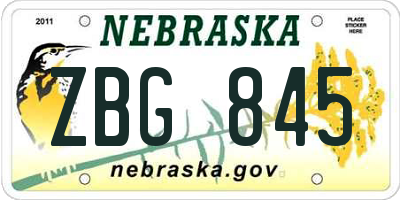 NE license plate ZBG845