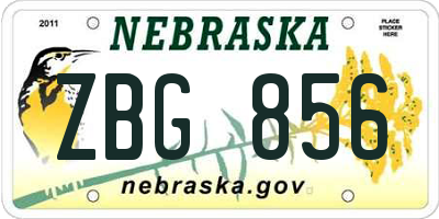 NE license plate ZBG856