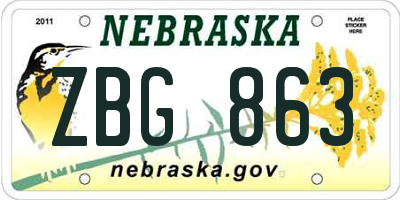 NE license plate ZBG863