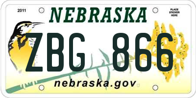 NE license plate ZBG866