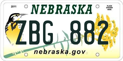 NE license plate ZBG882