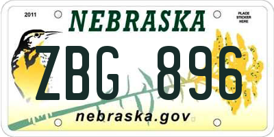 NE license plate ZBG896