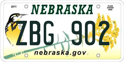 NE license plate ZBG902