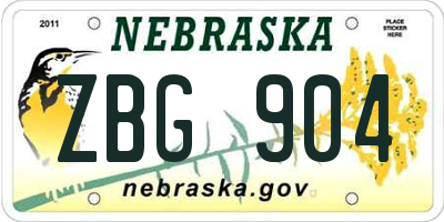 NE license plate ZBG904