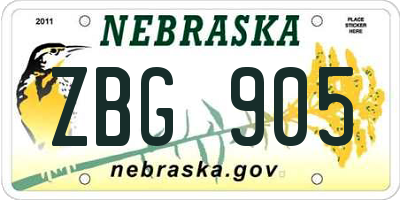 NE license plate ZBG905