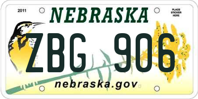 NE license plate ZBG906