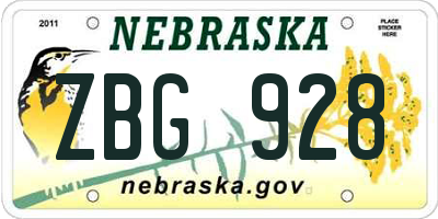 NE license plate ZBG928