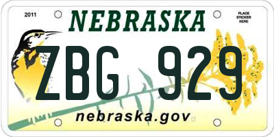 NE license plate ZBG929