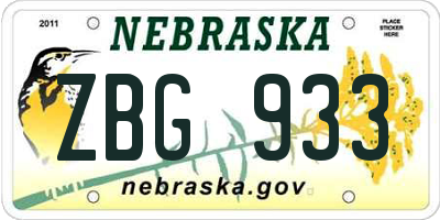NE license plate ZBG933