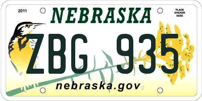 NE license plate ZBG935