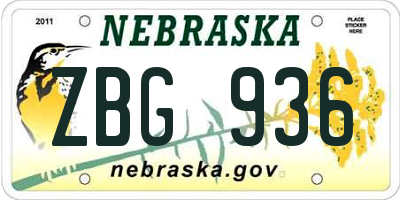 NE license plate ZBG936