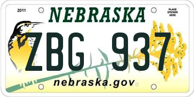 NE license plate ZBG937