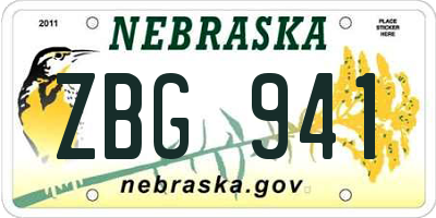 NE license plate ZBG941