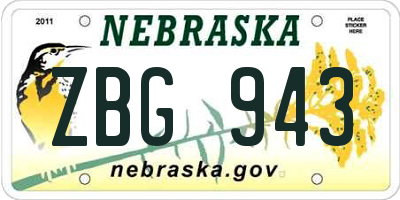 NE license plate ZBG943