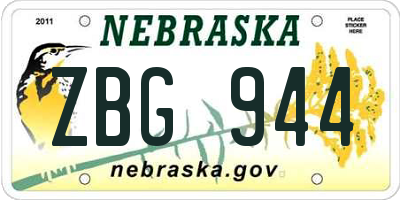 NE license plate ZBG944