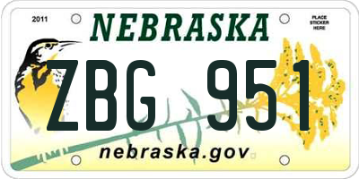 NE license plate ZBG951