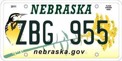 NE license plate ZBG955