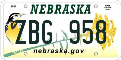 NE license plate ZBG958