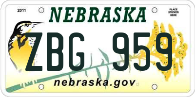 NE license plate ZBG959