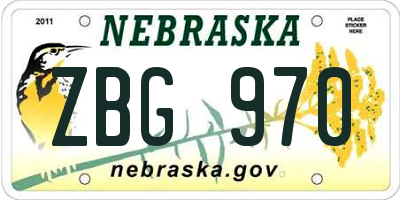 NE license plate ZBG970