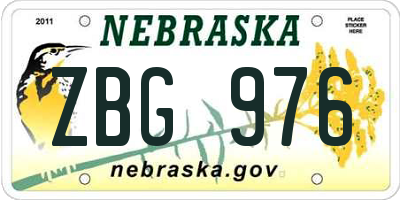 NE license plate ZBG976