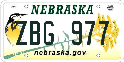 NE license plate ZBG977
