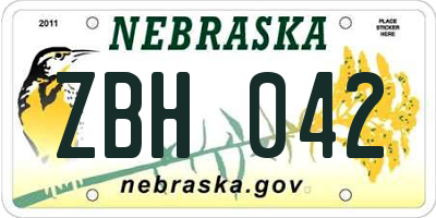 NE license plate ZBH042