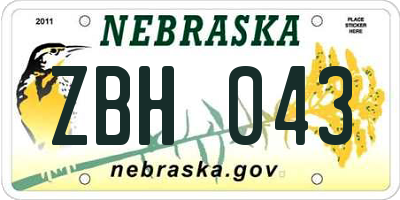NE license plate ZBH043