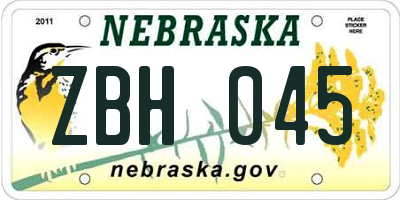 NE license plate ZBH045