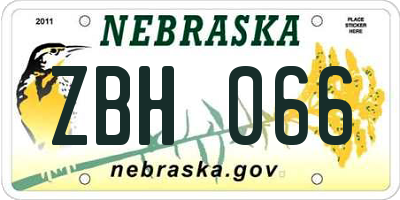 NE license plate ZBH066