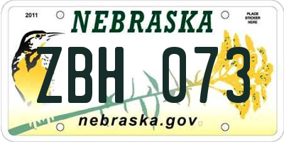 NE license plate ZBH073