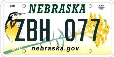 NE license plate ZBH077