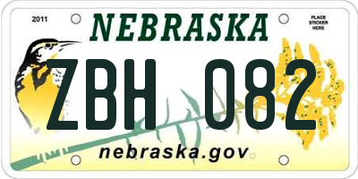 NE license plate ZBH082