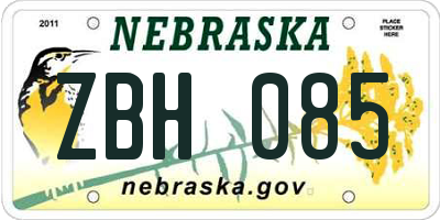 NE license plate ZBH085