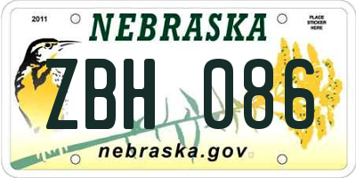 NE license plate ZBH086