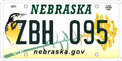 NE license plate ZBH095