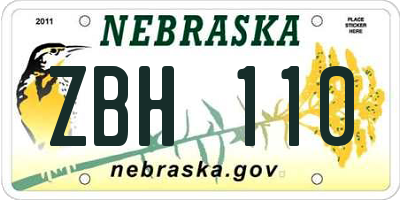 NE license plate ZBH110