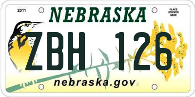 NE license plate ZBH126