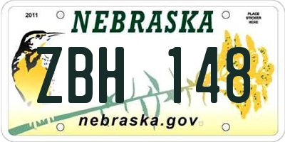 NE license plate ZBH148