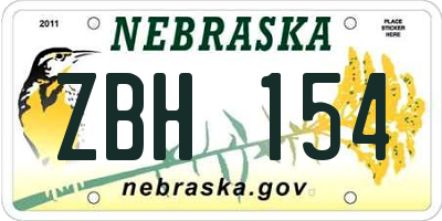 NE license plate ZBH154