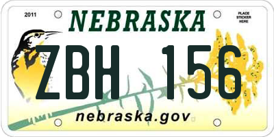 NE license plate ZBH156