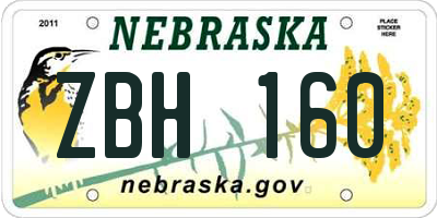 NE license plate ZBH160