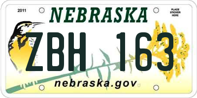 NE license plate ZBH163