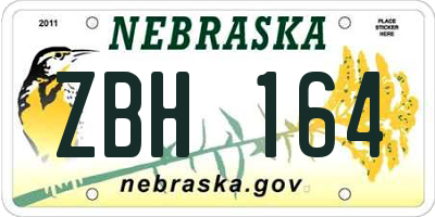 NE license plate ZBH164