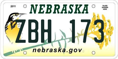 NE license plate ZBH173